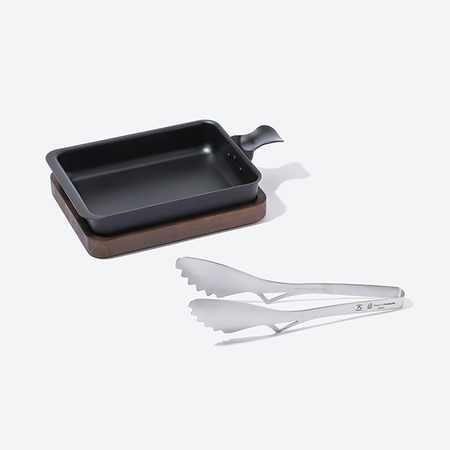 ＜わたしのこだわり＞グリルプレート　シリコン塗装・SMART TONG　翠　ステンレス　セット