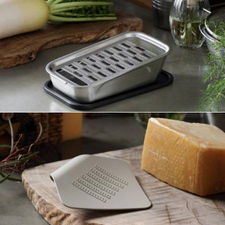 ＜ツボエの極上おろし金＋irogami＞ツボエの極上おろし金 箱-hako-irogami ひとひらのおろし金 サテンシルバー　セット