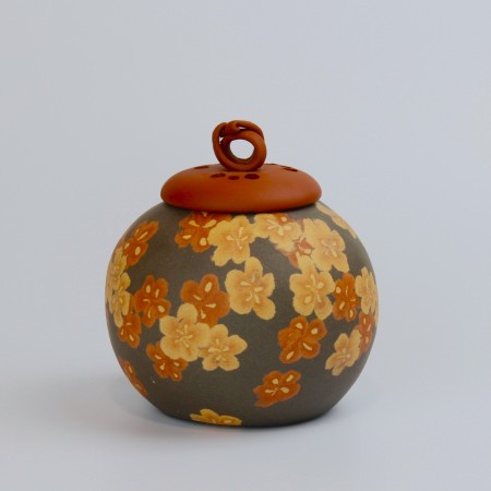 ＜伊藤赤水＞五代赤水　無名異練上花紋香爐