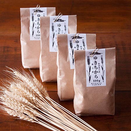 新潟県産石挽き小麦粉「ゆきちから」100％　2kg