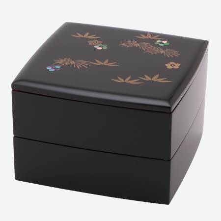 ＜慶塚漆器工房＞姫重　二段　三友蒔絵　黒内朱