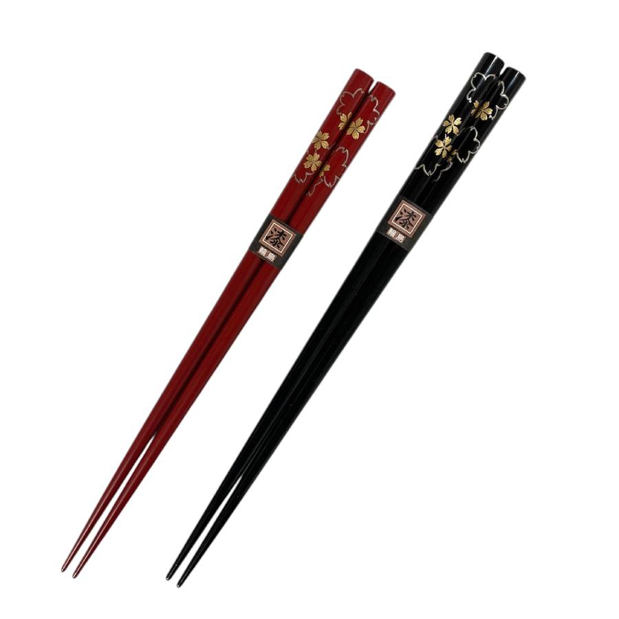 ＜ぬりもん＞輪島塗り箸　夫婦箸　桜蒔絵