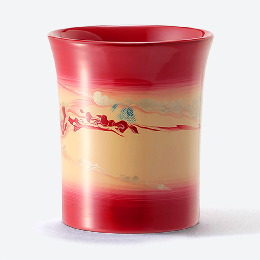 <采色塗なか門>新湯呑 彩クラウド 紅