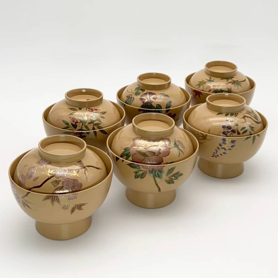 <中島忠平漆器店>時代椀 朝顔