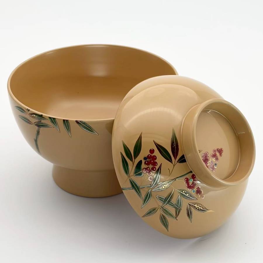 ＜中島忠平漆器店＞時代椀　南天