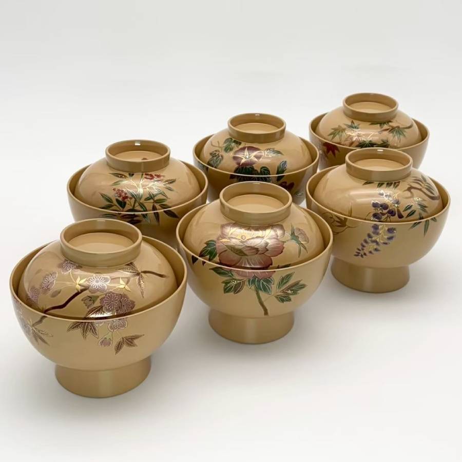 ＜中島忠平漆器店＞時代椀　南天