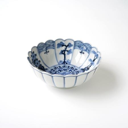 ＜山本 長左＞菊型中鉢　樹花文