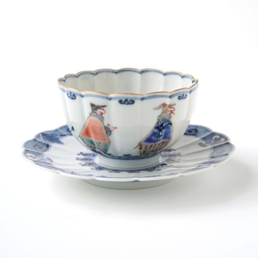 ＜山本 長左＞一客コーヒー　色絵異邦人
