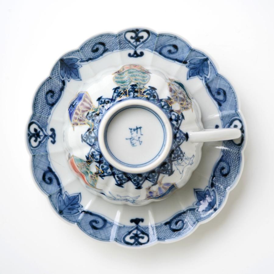 ＜山本 長左＞一客コーヒー　色絵異邦人