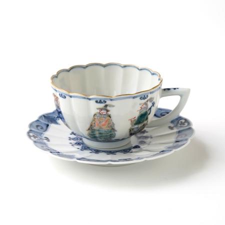 ＜山本 長左＞一客コーヒー　色絵異邦人
