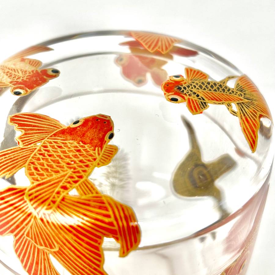 <うるしアートはりや>金魚蒔絵アクリル大棗