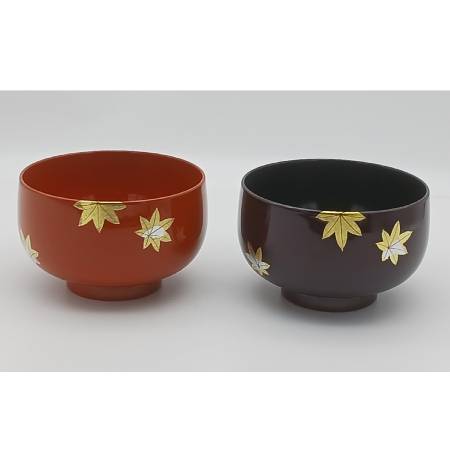 ＜漆芸 文平堂＞夫婦汁椀　春秋蒔絵