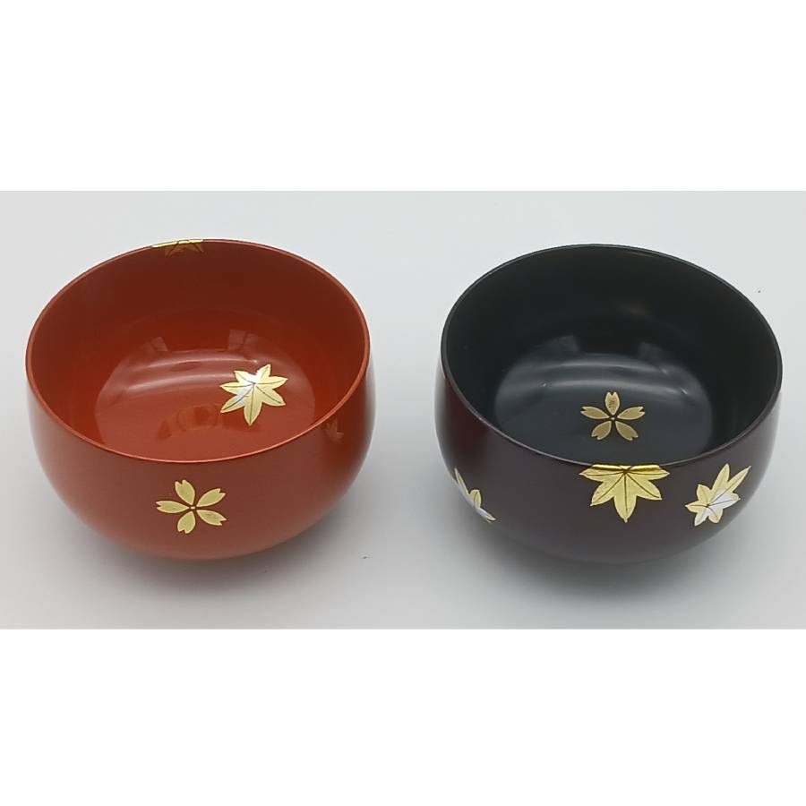 <漆芸 文平堂>夫婦汁椀 春秋蒔絵