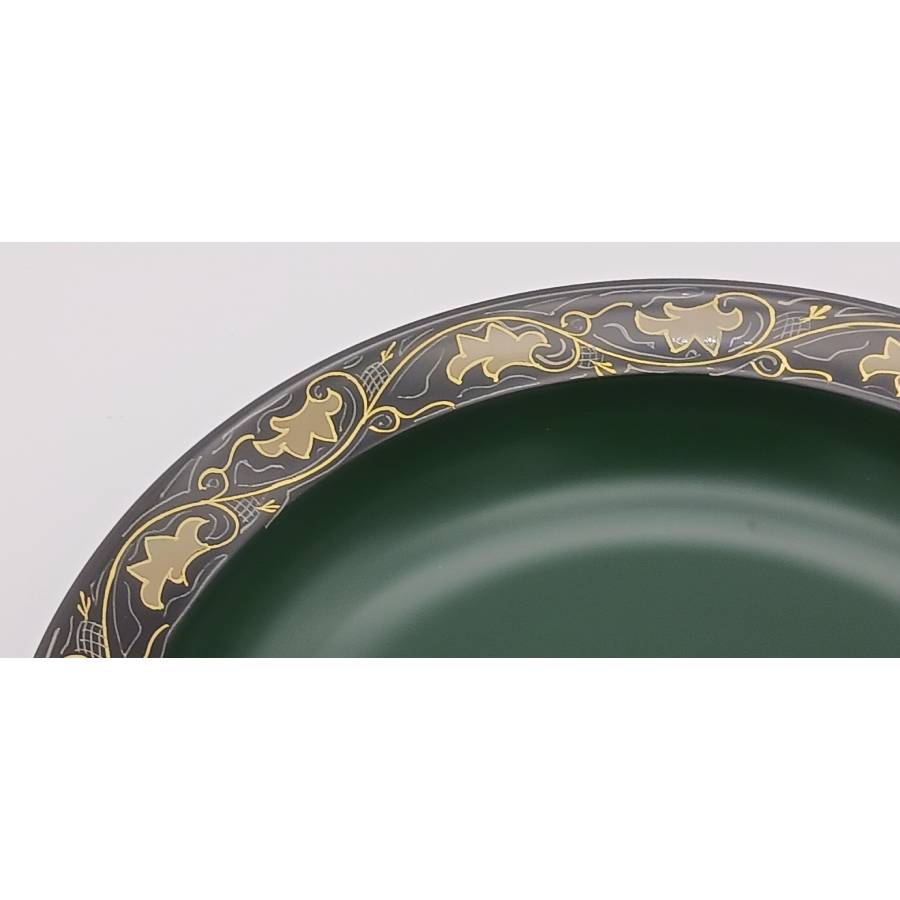 ＜漆芸 文平堂＞8.0寸菓子鉢　青漆　縁唐草