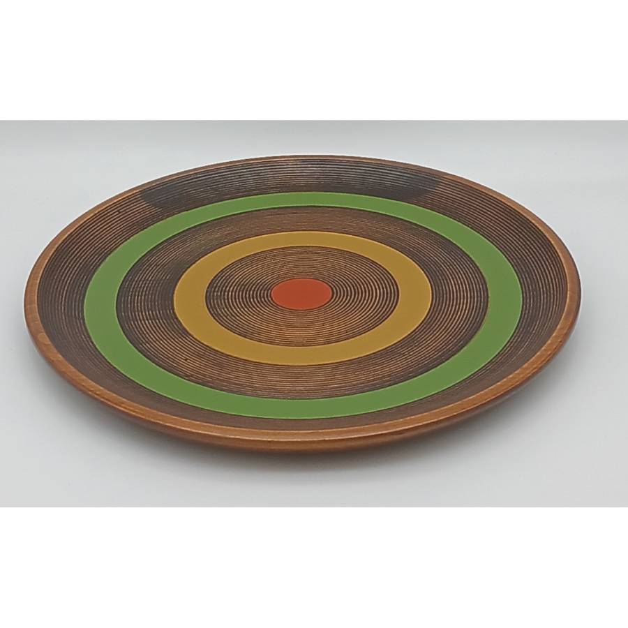 <漆芸 文平堂>10.0寸丸盆 独楽塗