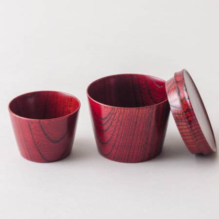 ＜漆芸 文平堂＞旅のぐいのみ　けやき　赤すり