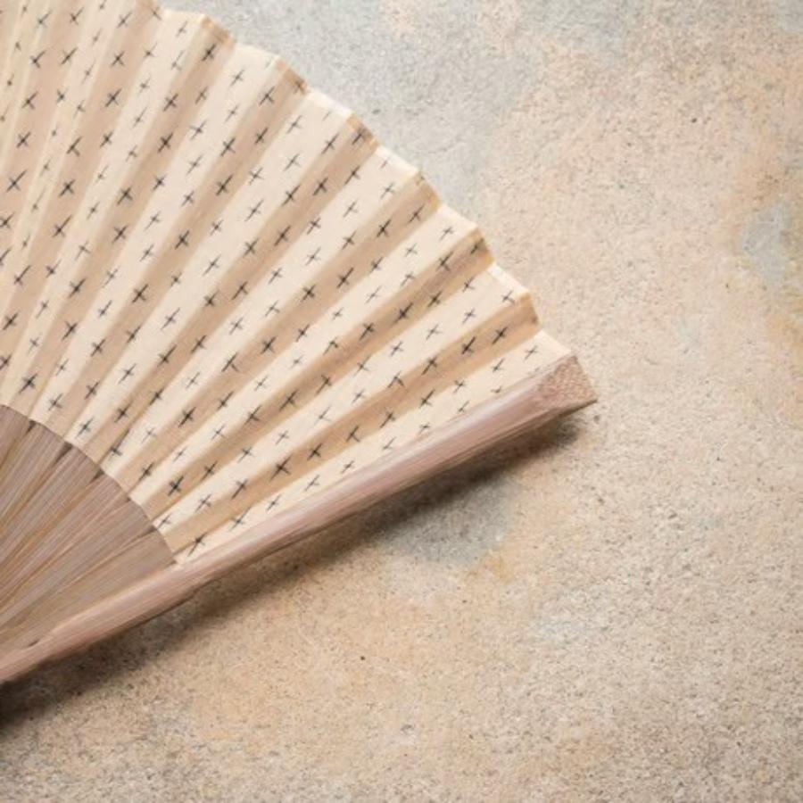 <能登上布 YAMAZAKI NOTOJOFU>扇子/ 十字絣 肌×1個