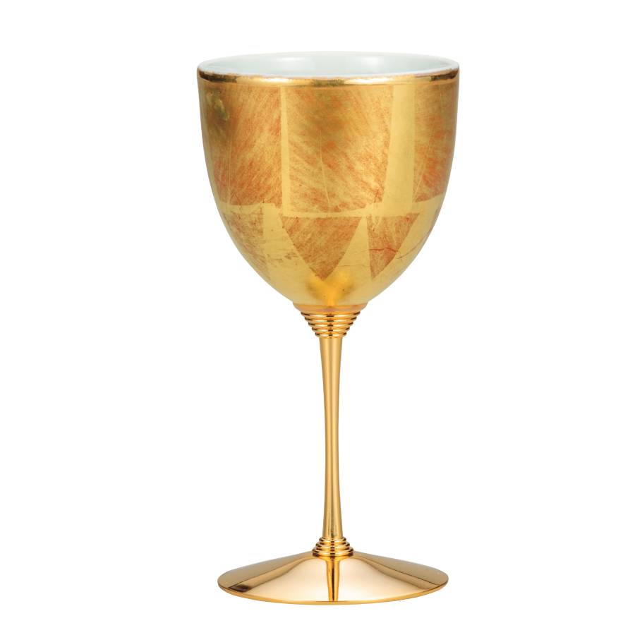 ＜九谷焼＞ワインカップ・金箔彩赤