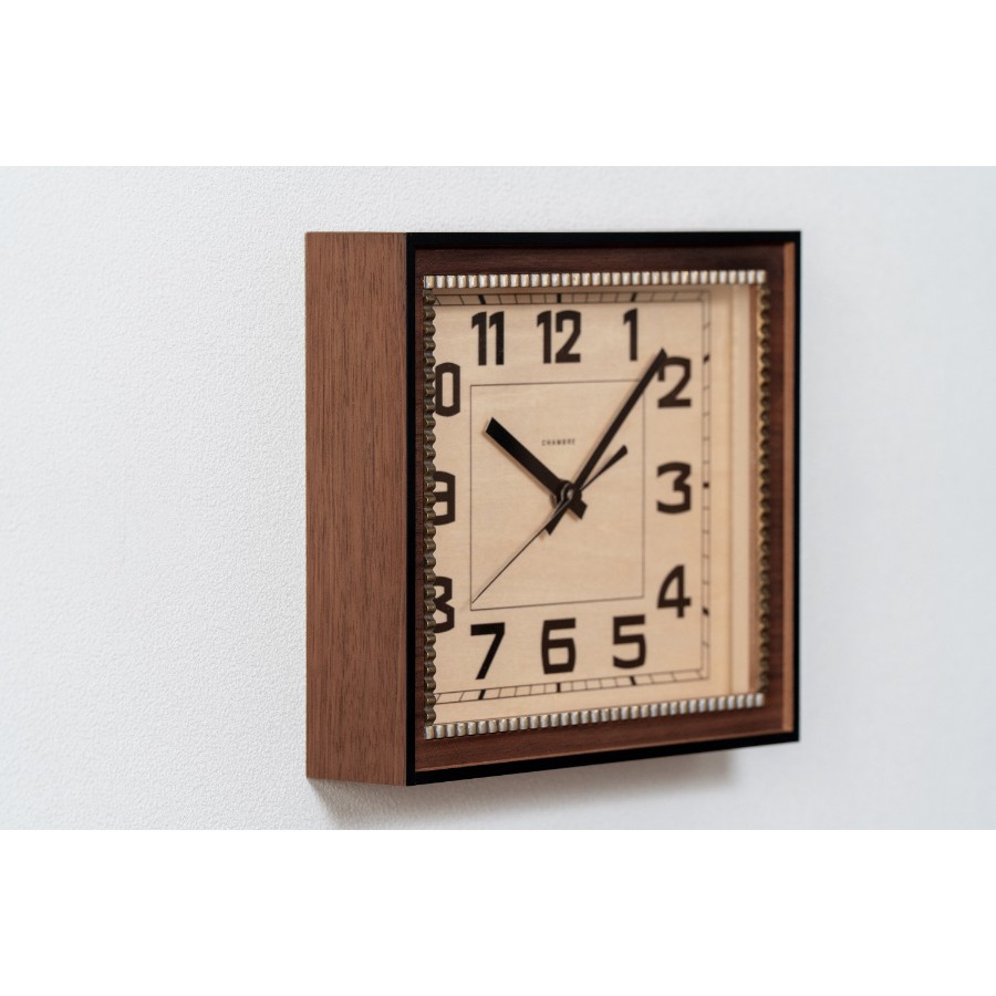 ＜Chambre＞BRASS RECTANGLE CLOCK -Solid- WALNUT