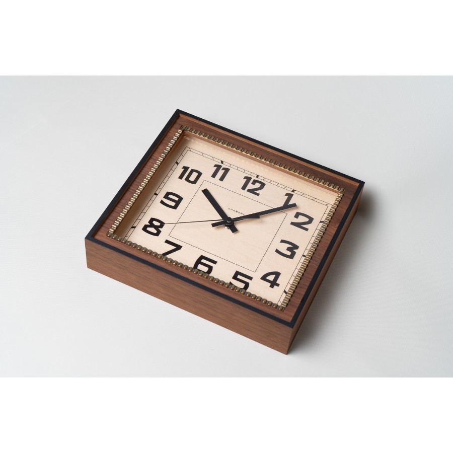 ＜Chambre＞BRASS RECTANGLE CLOCK -Solid- WALNUT
