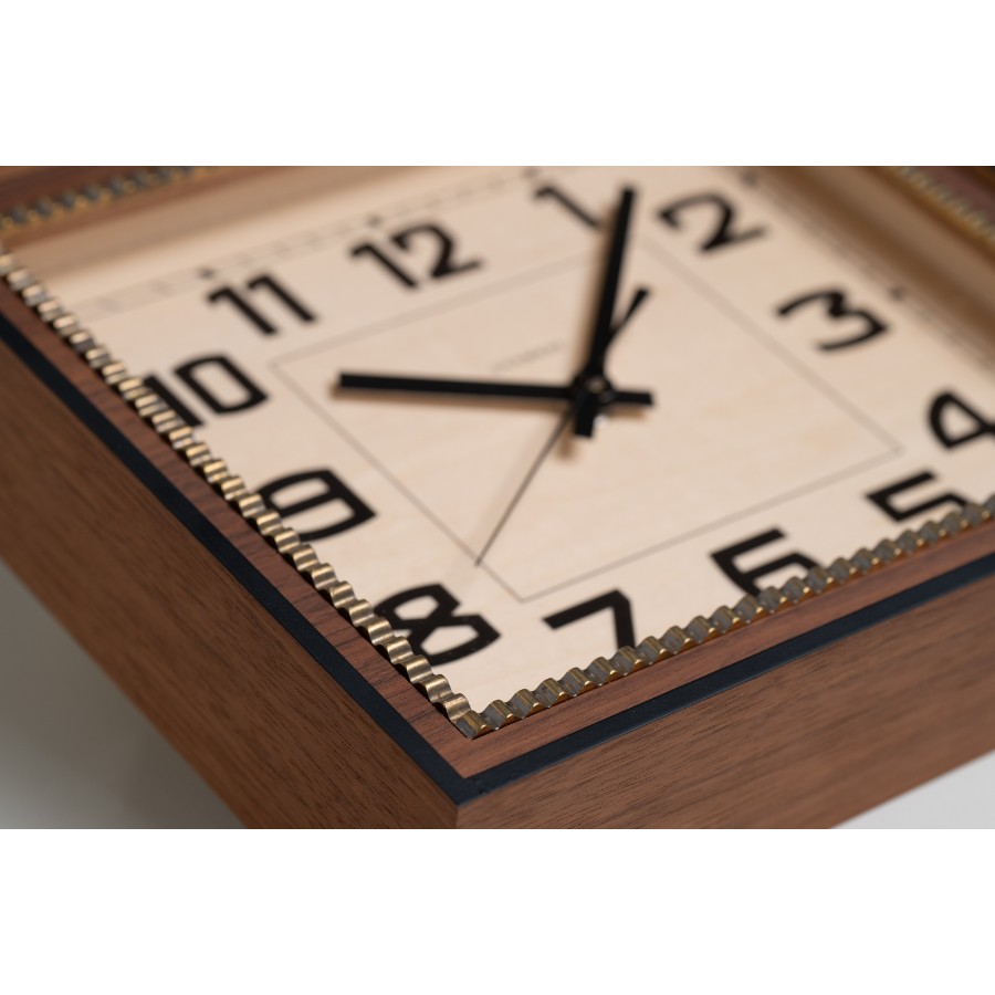 ＜Chambre＞BRASS RECTANGLE CLOCK -Solid- WALNUT
