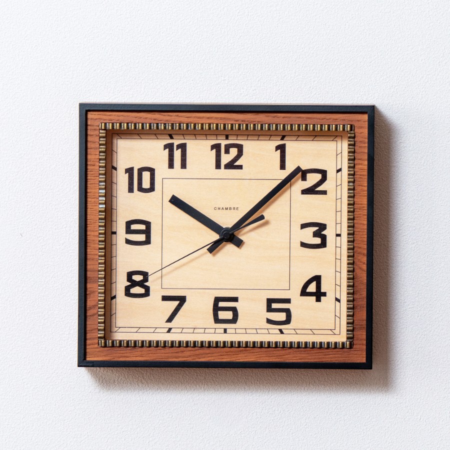 <Chambre>BRASS RECTANGLE CLOCK -Solid- CAFE BROWN