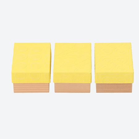 ＜UKIGAMI＞和紙箱 薄黄 ３個セット（dot・curve・kikagaku）[山次製紙所]