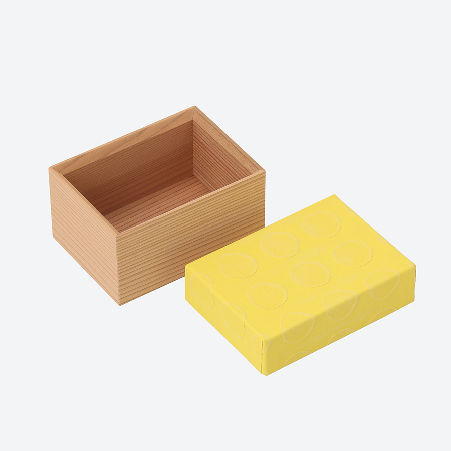 ＜UKIGAMI＞和紙箱 薄黄 ３個セット（dot・curve・kikagaku）[山次製紙所]