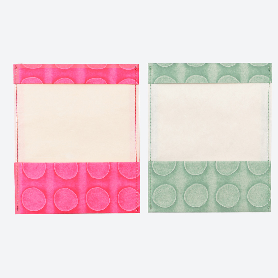 ＜UKIGAMI＞浮き紙のカードケース 2個セット　ピンク＆浅葱（dot）[山次製紙所]