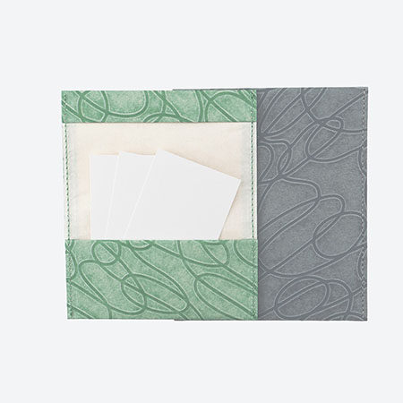＜UKIGAMI＞浮き紙のカードケース2個セット　グレー＆浅葱（curve）[山次製紙所]