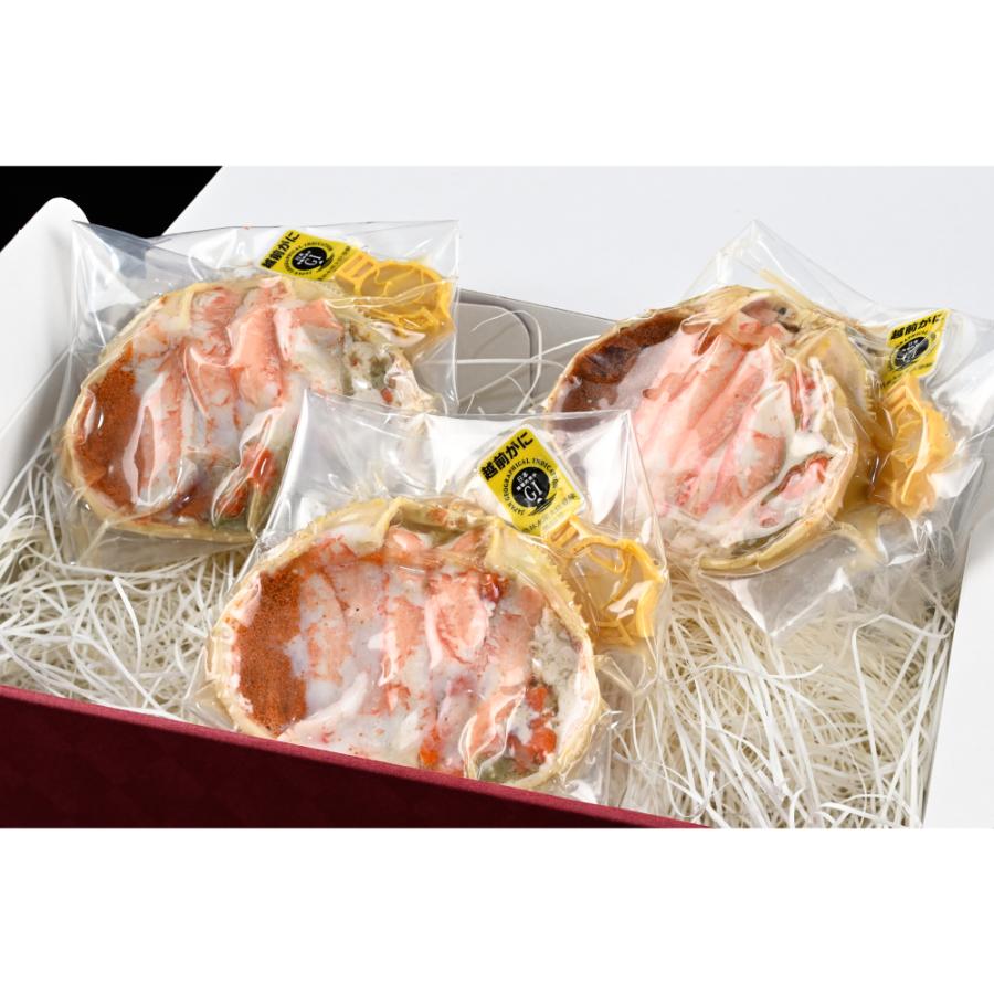 <越前 蟹の本陣>越前甲羅盛り 浜茹で【せいこがに 大】3杯セット90g前後×3 ※甲羅の重さは含みません