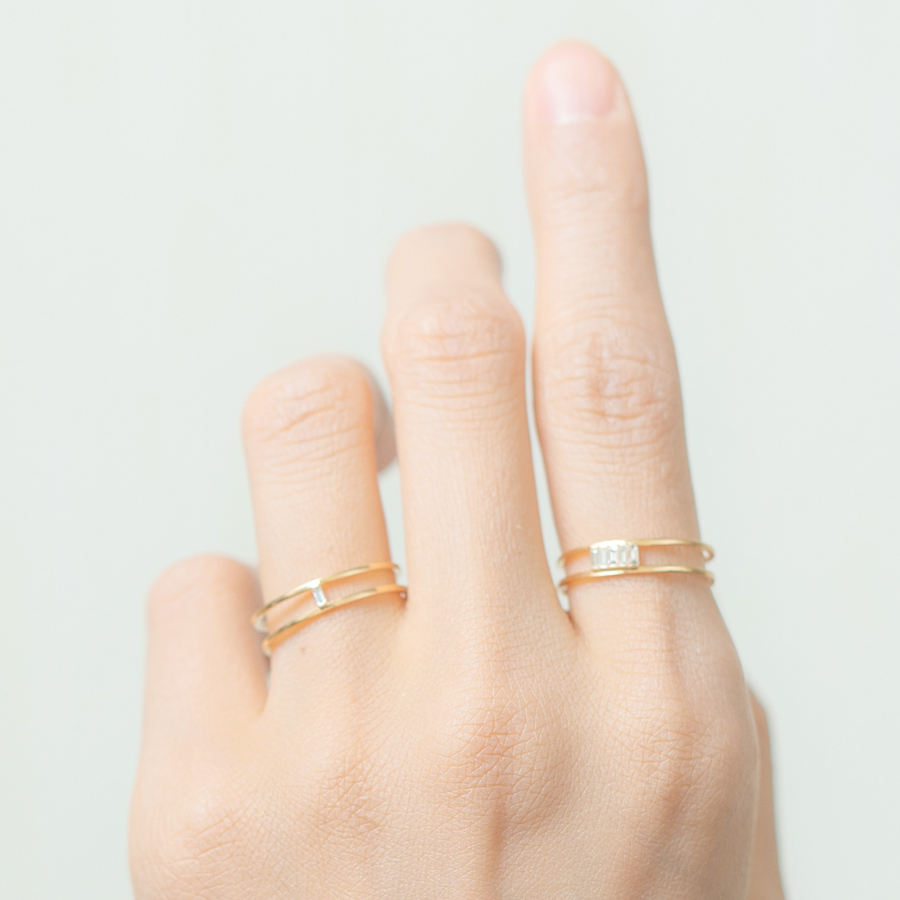 ＜ONOV　LUXE＞リング　GRACE　ダイヤ 0.03ct 3石　K18