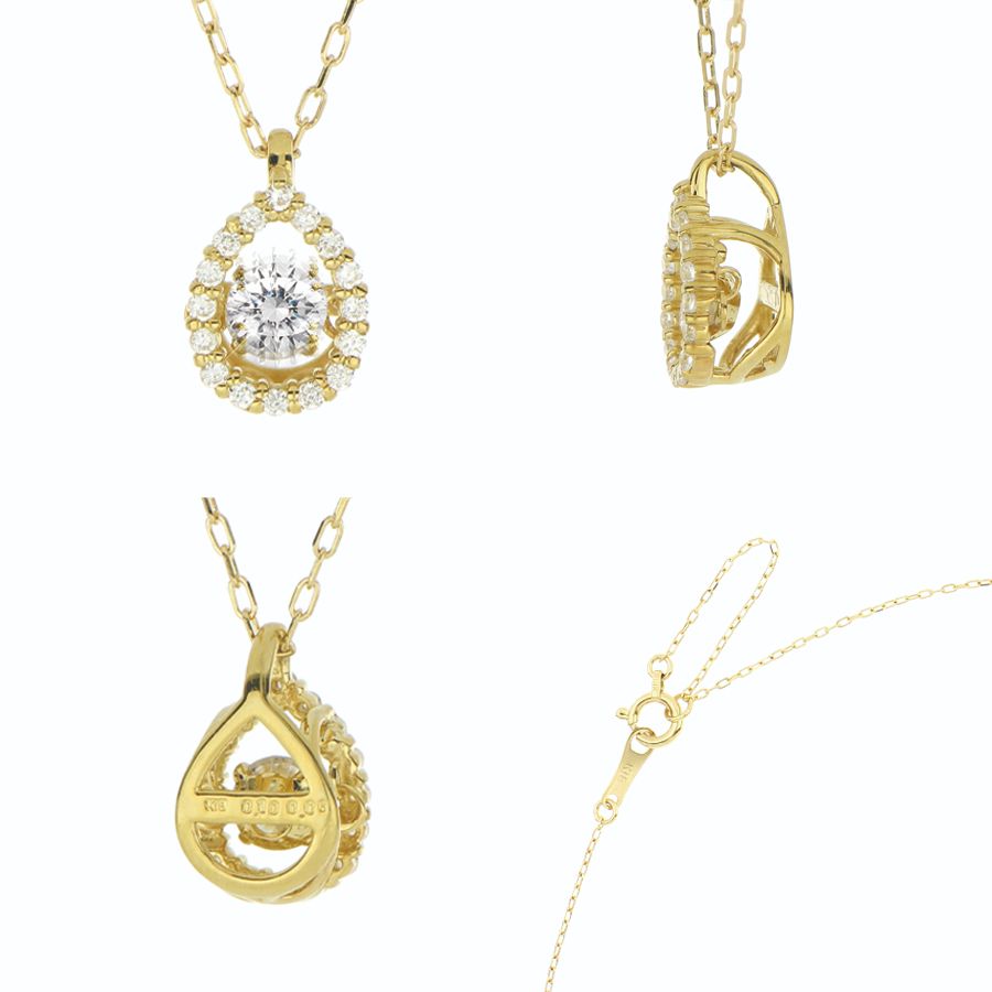 ＜Crossfor＞ダンシングストーン/１８金ダイヤモンドドロップペンダント　＊ダイヤモンド0.1ct　PD-0002