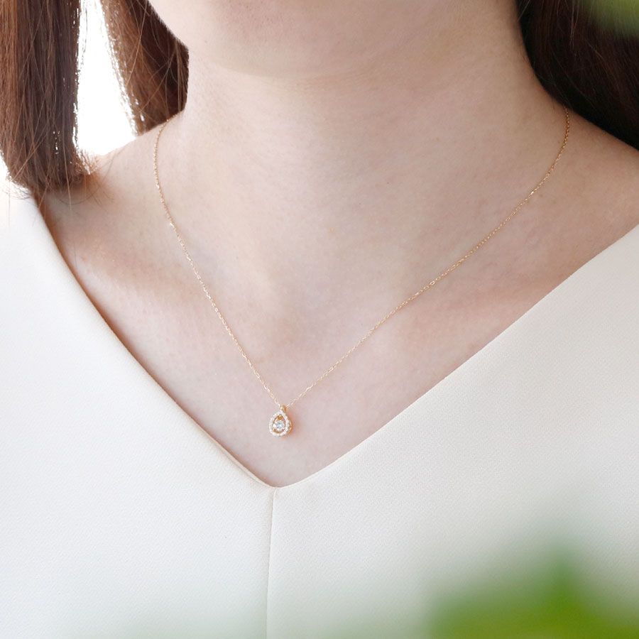 ＜Crossfor＞ダンシングストーン/１８金ダイヤモンドドロップペンダント　＊ダイヤモンド0.1ct　PD-0002