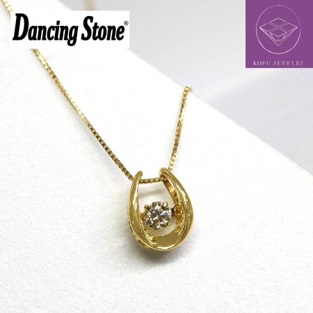 ＜Crossfor＞ダンシングストーン/１８金ダイヤモンド馬蹄ペンダント　＊ダイヤモンド0.15ct　PD-0004