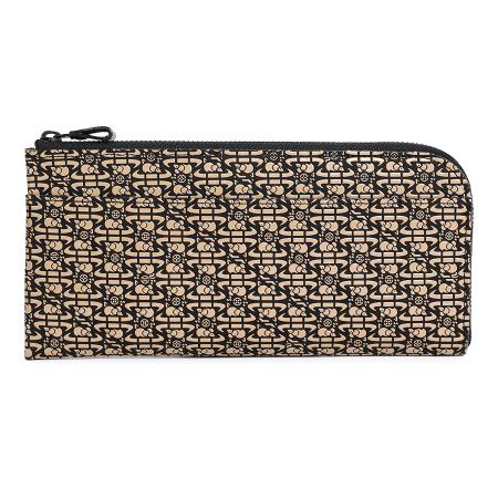 ＜印傳屋 上原勇七＞甲州印傳　印傳屋上原勇七　半周り束入れ　黒×白　一番ねずみ