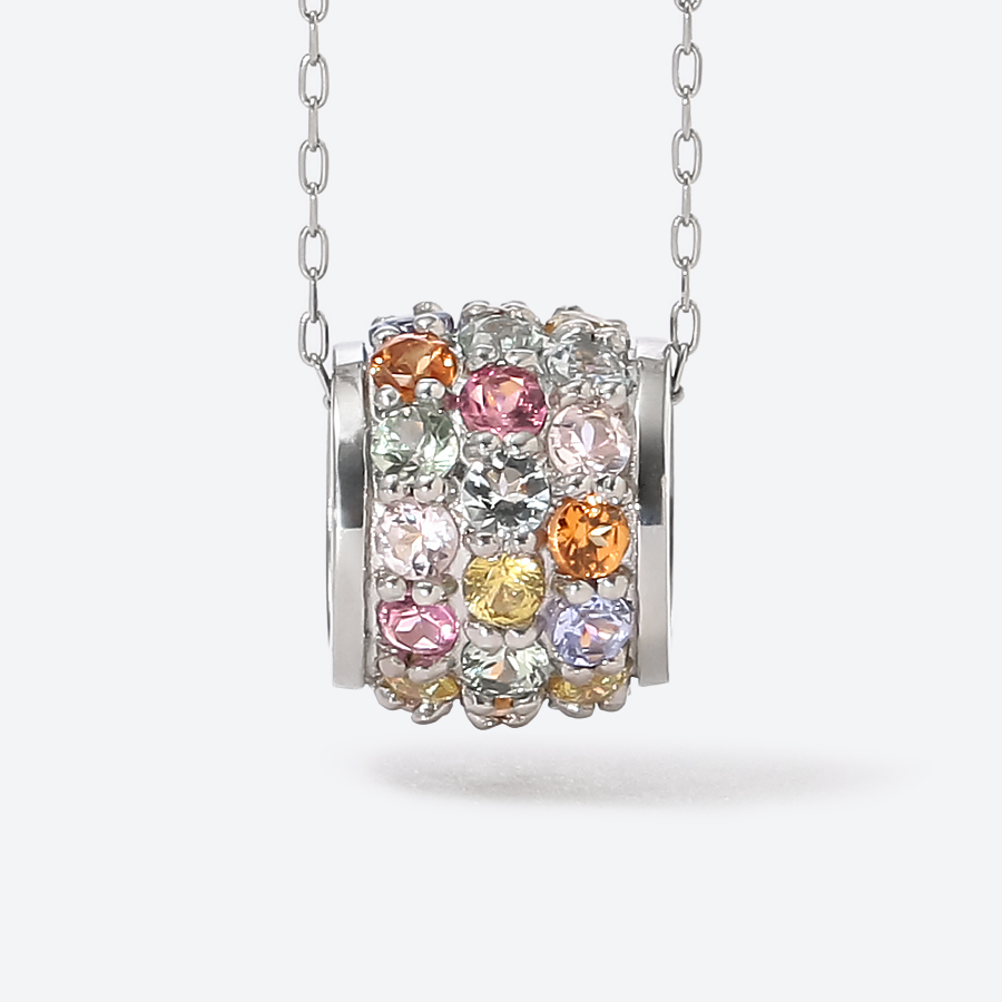 ＜GOKO＞85381 PT950 マルチカラーストーン ペンダントネックレス