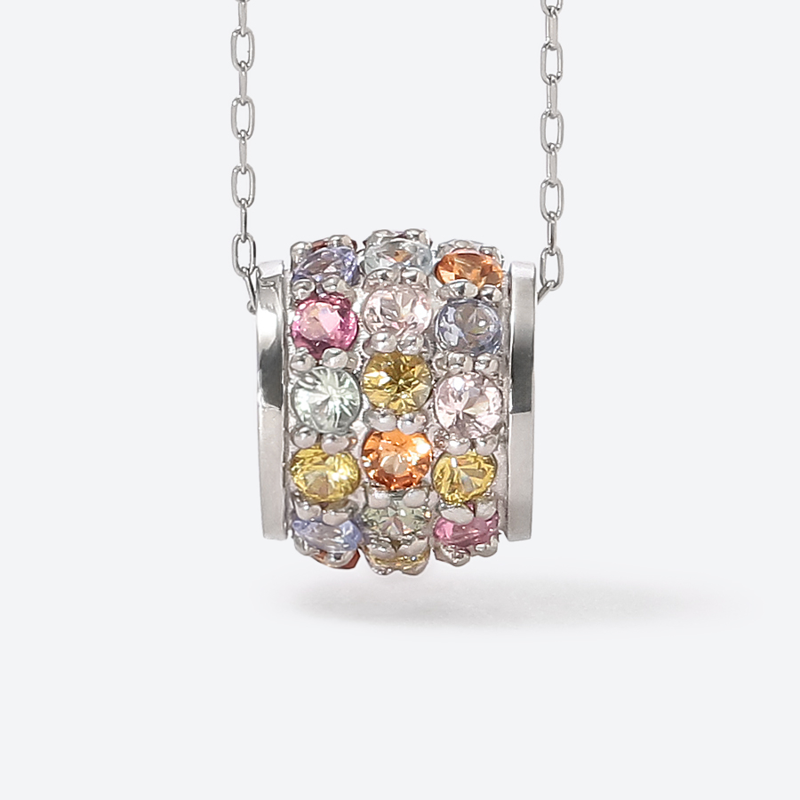 ＜GOKO＞85381 PT950 マルチカラーストーン ペンダントネックレス