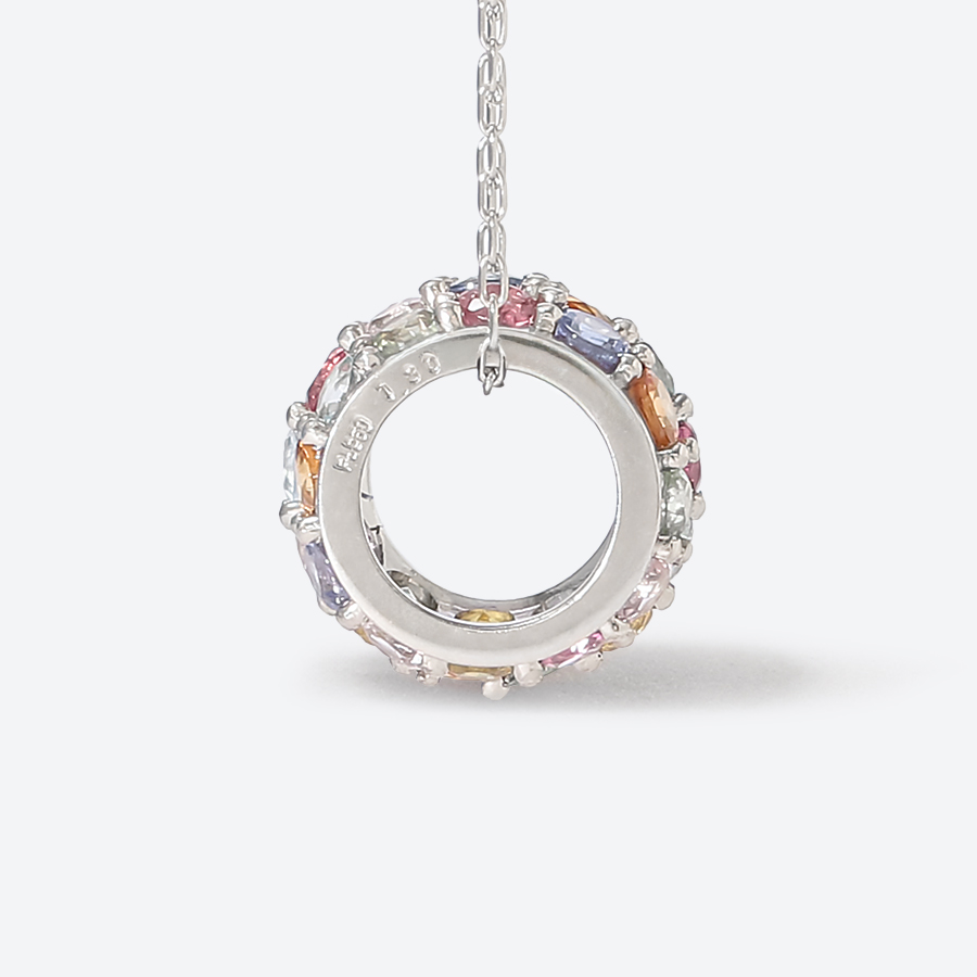 ＜GOKO＞85381 PT950 マルチカラーストーン ペンダントネックレス