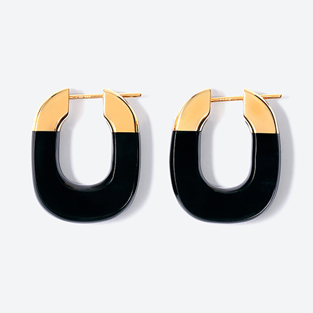 ＜詫間宝石彫刻＞stone hoop pierce Oval オニキス