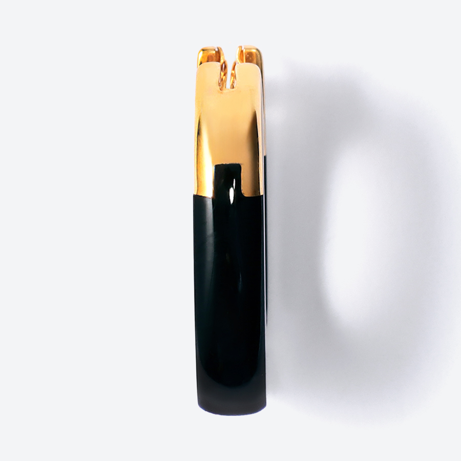 ＜詫間宝石彫刻＞stone hoop pierce Oval オニキス