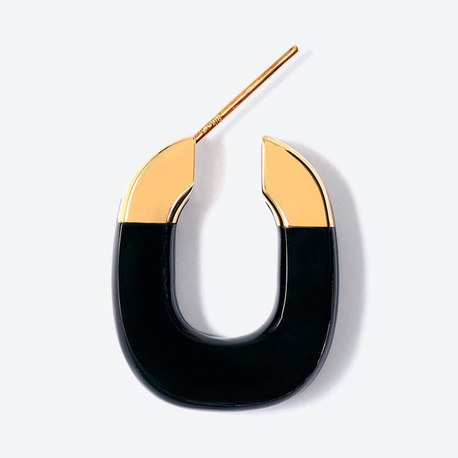 ＜詫間宝石彫刻＞stone hoop pierce Oval オニキス