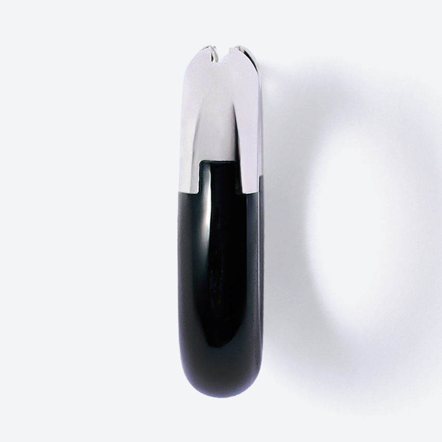 ＜詫間宝石彫刻＞stone hoop pierce Circle オニキス