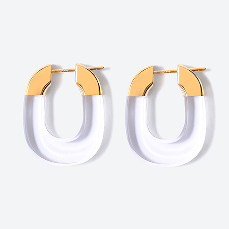 ＜詫間宝石彫刻＞stone hoop pierce Oval 水晶