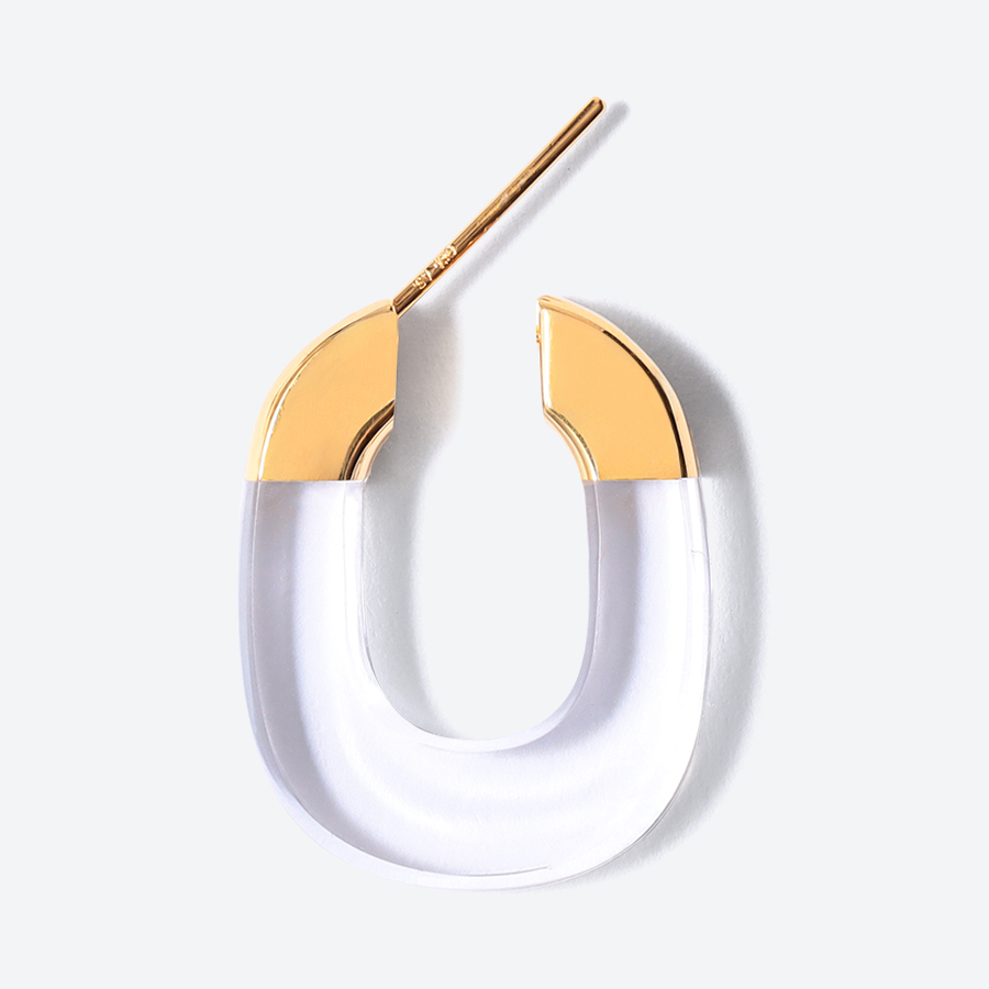 ＜詫間宝石彫刻＞stone hoop pierce Oval 水晶