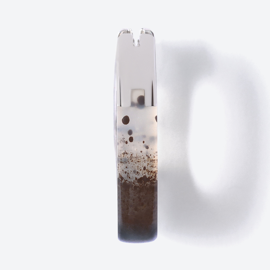 ＜詫間宝石彫刻＞stone hoop pierce Oval モンタナアゲート