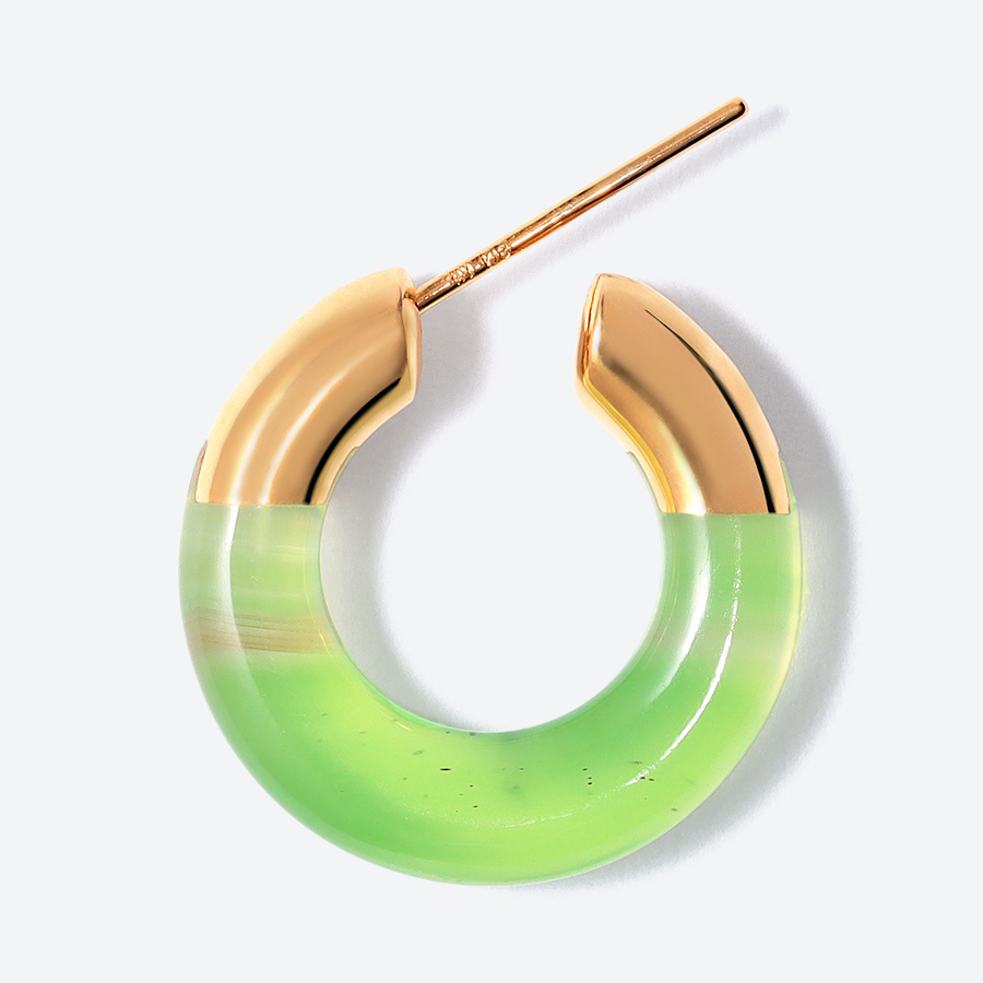 ＜詫間宝石彫刻＞stone hoop pierce Circle ウグイス瑪瑙