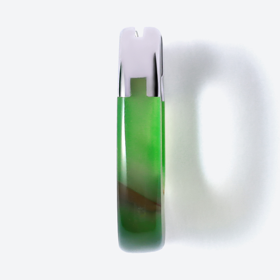 ＜詫間宝石彫刻＞stone hoop pierce Oval 瑪瑙緑