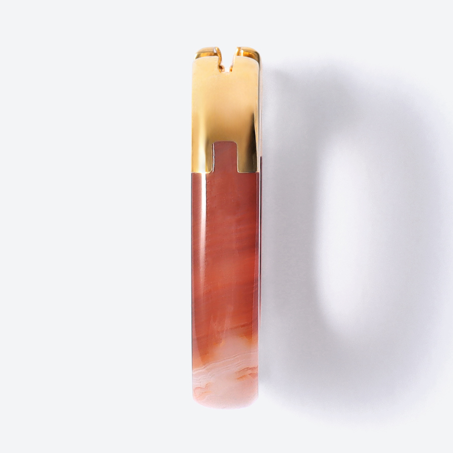 ＜詫間宝石彫刻＞stone hoop pierce Oval 瑪瑙朱