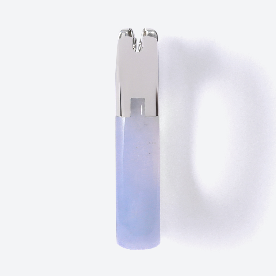 ＜詫間宝石彫刻＞stone hoop pierce Oval ブルーカルセドニー